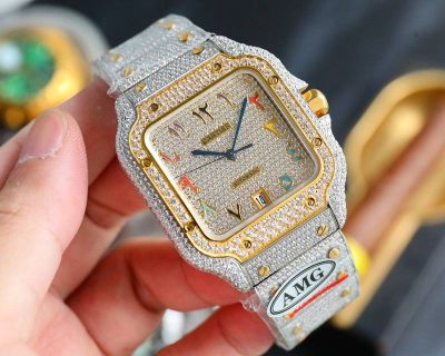 Cartier 904L Steel 9015 Movement 40MM in Diameter White and Gold Dial Diamond Watch